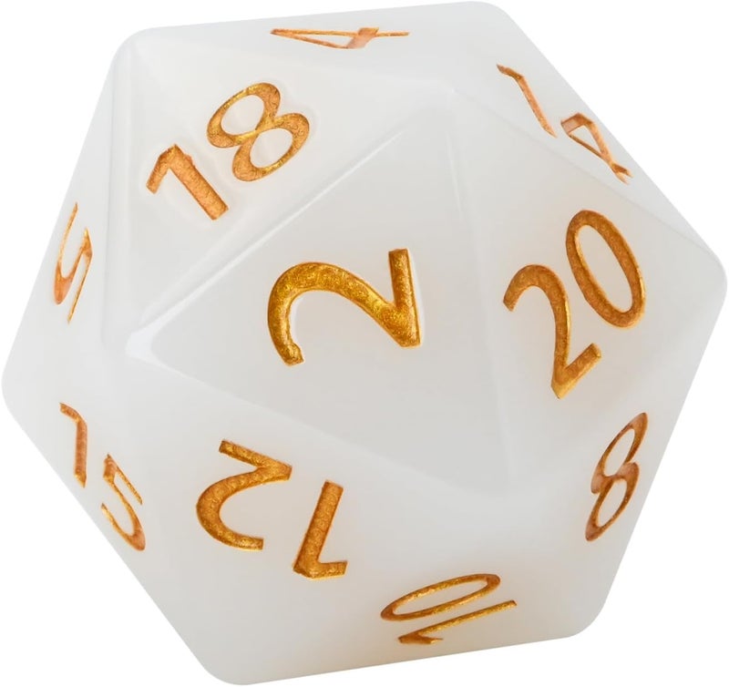CSITORWWE 55mm Giant D20 Dice,20 Sided Resin Dice with Velvet Pouch, Titan Polyhedral Dice for TTRPG Tabletop Gaming,Dungeon Masters,RPG Adventures(Translucent White) - Image 1